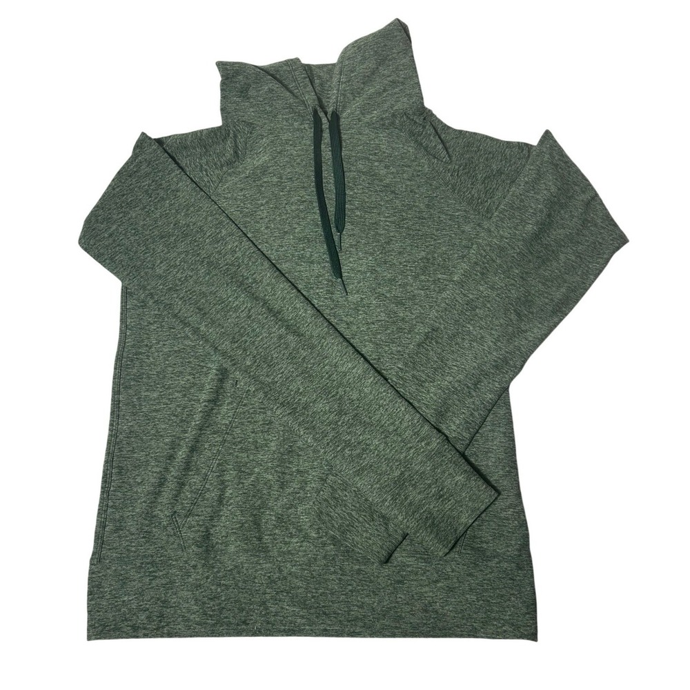 Outdoor Voices Womens Small Green Heathered Funnel Neck Hoodie Thumbhole EUC